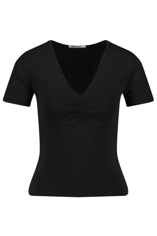T-shirts & Tops<America Today Basic T-shirt Elly Terra|Offwhite|Black
