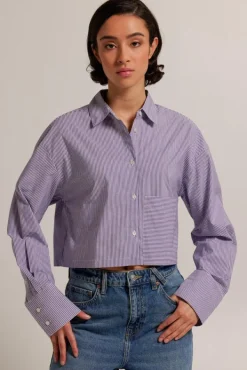 Blouses<America Today Blouse Britney Stripe|Babyblue|White