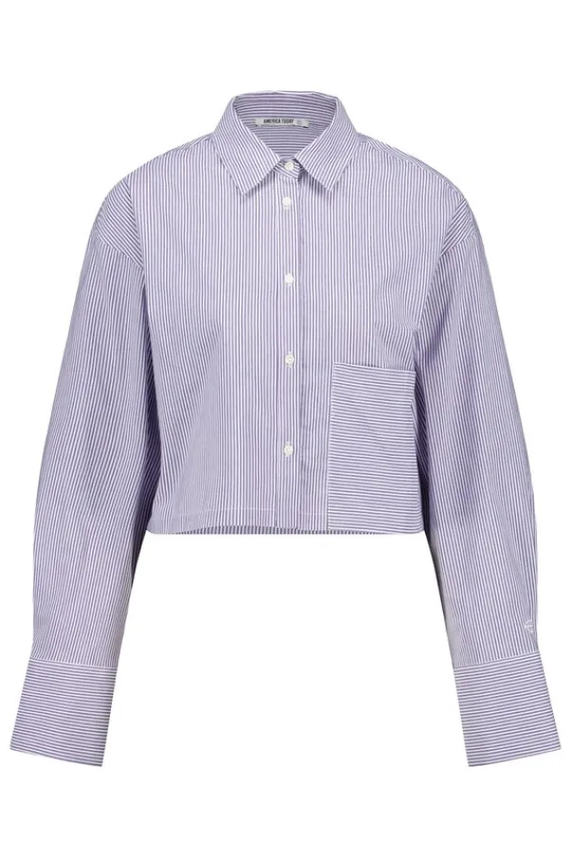 Blouses<America Today Blouse Britney Stripe|Babyblue|White