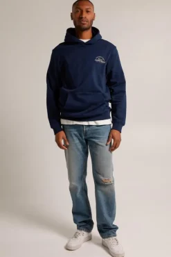 Truien & Vesten|Sweaters & hoodies<America Today Hoodie Soren hood Lightgreymelange|Darkblue