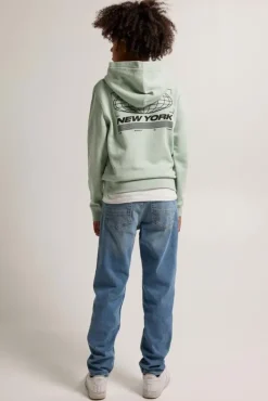 Truien & Vesten<America Today Hoodie Steef Hood JR Softgreen