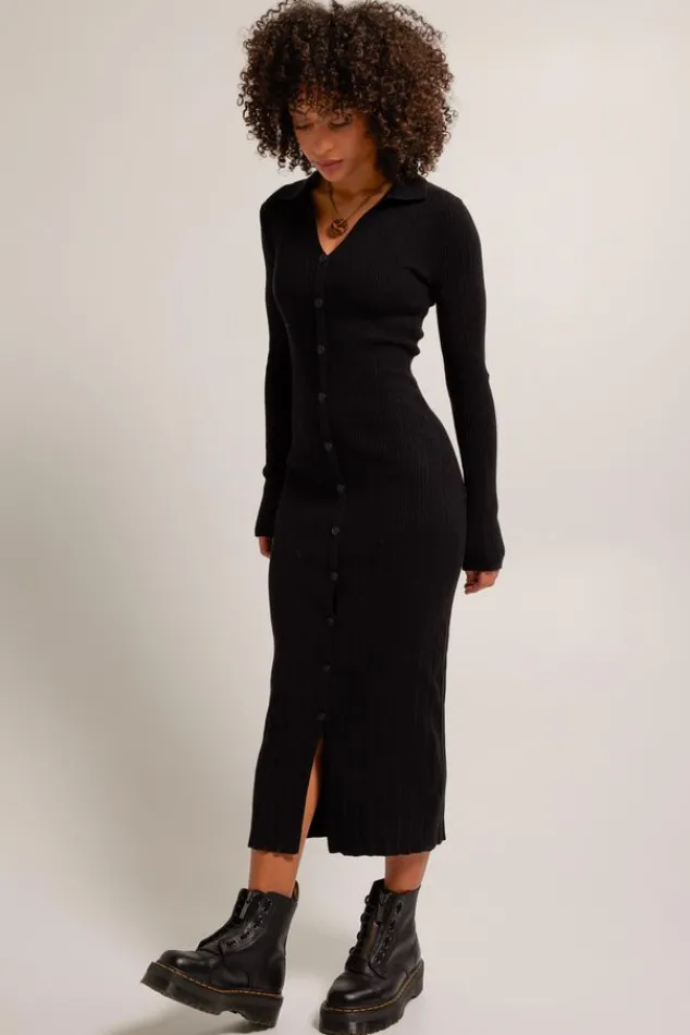 Jurken<America Today Jurk Didi Black|Midgreymelange