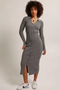 Jurken<America Today Jurk Didi Black|Midgreymelange