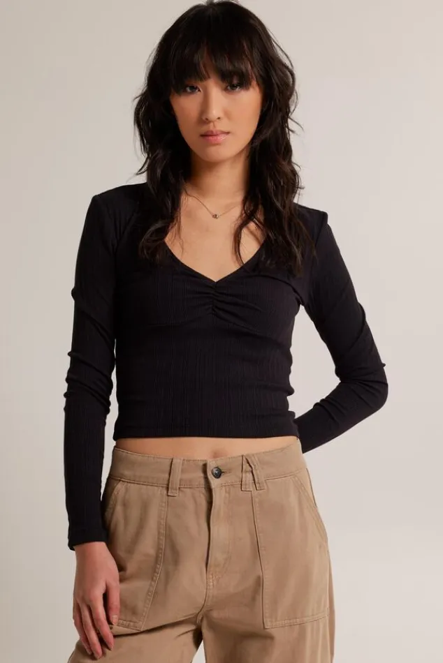 T-shirts & Tops<America Today Longsleeve Laney Black|Offwhite