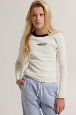 T-shirts &Tops<America Today Longsleeve Lauri JR Lime|Offwhite