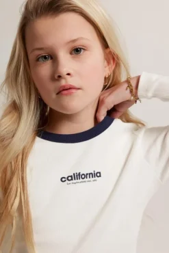 T-shirts &Tops<America Today Longsleeve Lauri JR Lime|Offwhite