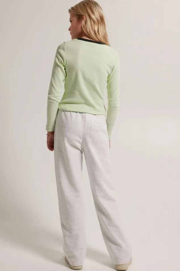 T-shirts &Tops<America Today Longsleeve Lauri JR Lime|Offwhite