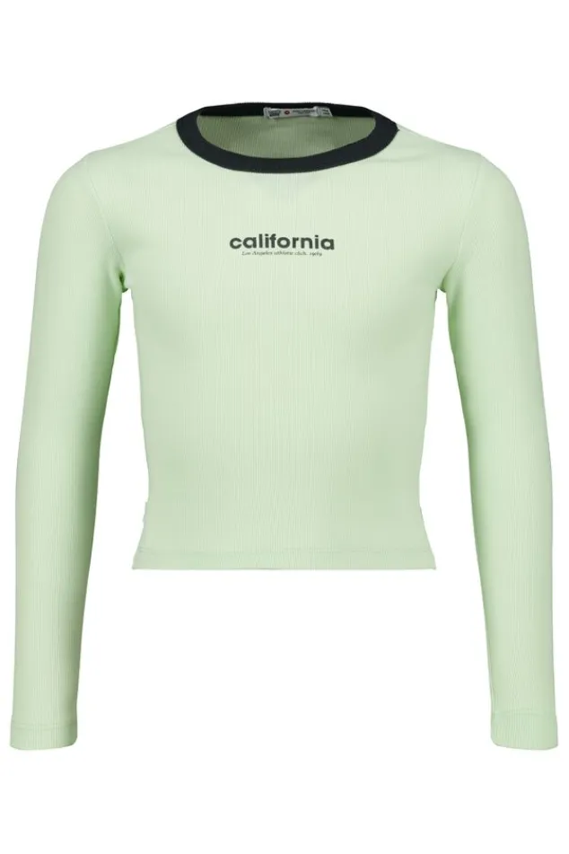 T-shirts &Tops<America Today Longsleeve Lauri JR Lime|Offwhite