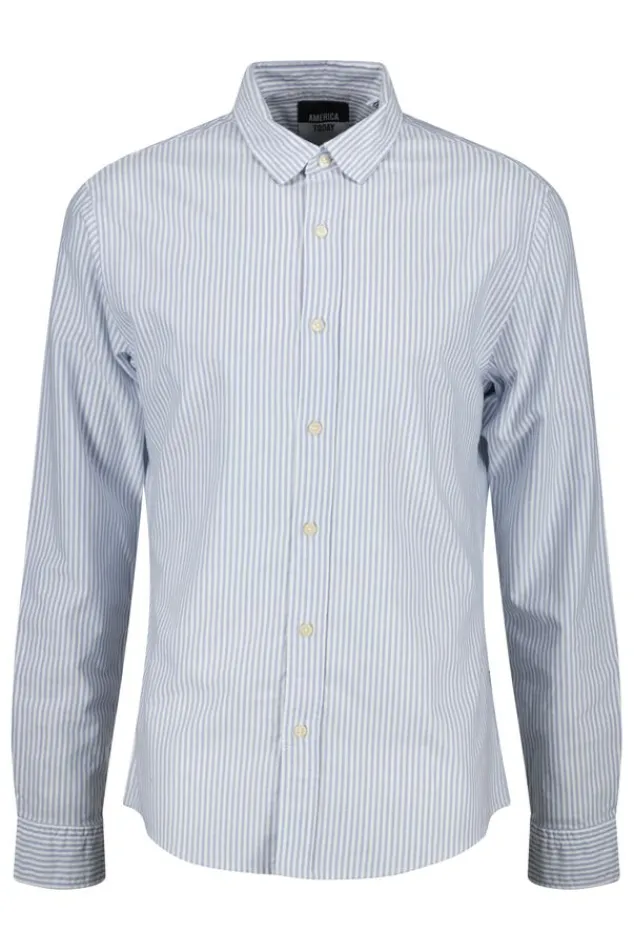 Overhemden<America Today Overhemd Hiller Lightblue|White
