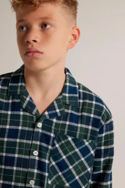 Ondergoed & Lounge<America Today Pyjama Nathan JR Shirt Blue/navy|Green/blue|Red/blue