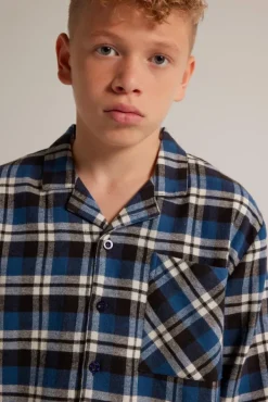 Ondergoed & Lounge<America Today Pyjama Nathan JR Shirt Blue/navy|Green/blue|Red/blue