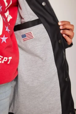 Jongens regenjassen|Jassen<America Today Regenjas Janice JR kort Yellow|Black|Navy