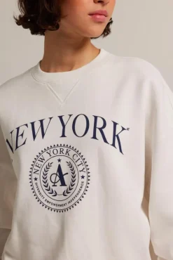 Truien & Vesten|Sweaters & hoodies<America Today Sweater Salom&eacute; Lightgreymelange|Offwhite