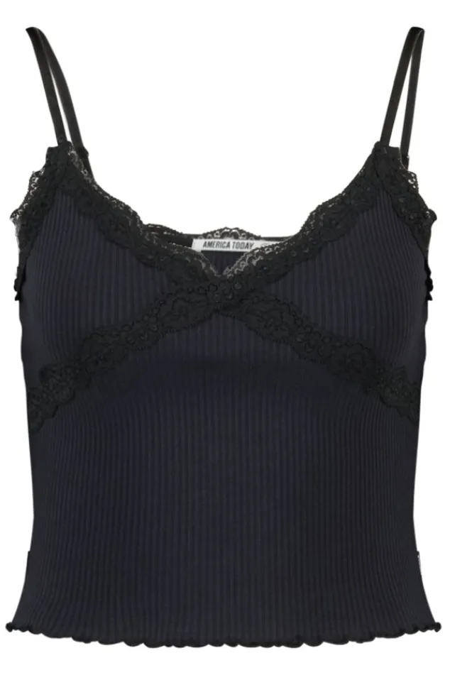 T-shirts & Tops<America Today Top Gillian Black|Babyblue