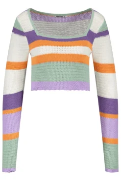 Truien & Vesten<America Today Trui Kenny Multicolour|Lime|Offwhite