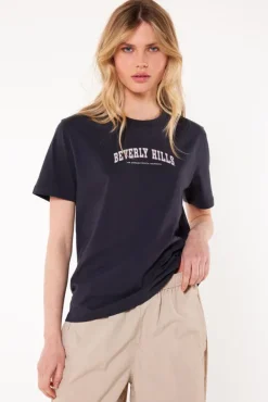 T-shirts & Tops<America Today T-shirt Elaine Washedblack|Offwhite