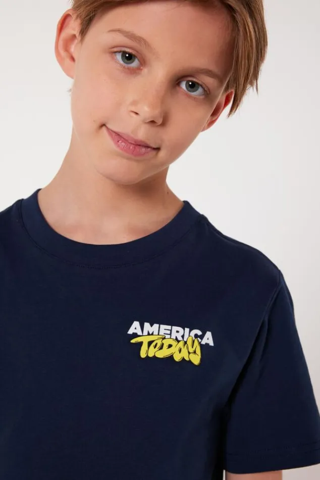 T-shirts & Polo's<America Today T-shirt Eldon JR White/red|Darkblue|Offwhite