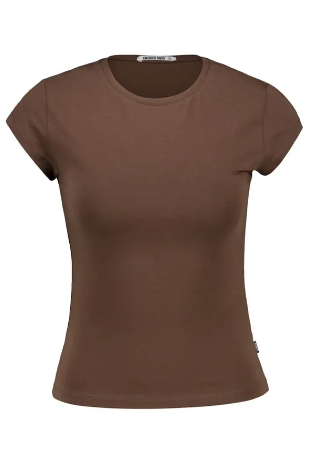 Ondergoed & Lounge<America Today T-shirt Gladys Black|Brown|White|Cascade